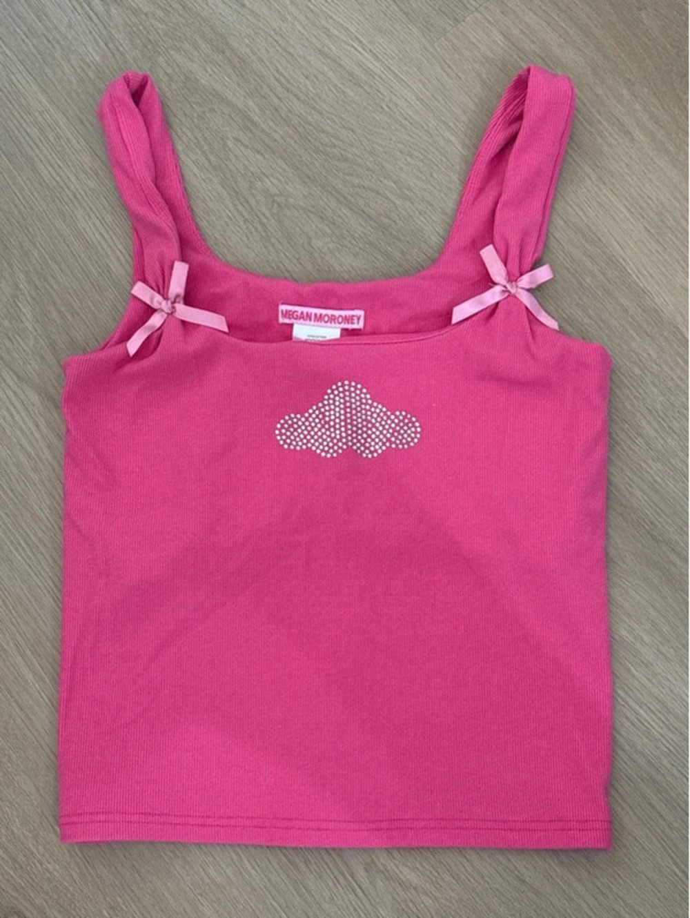 Megan Morone Pink Cloud Bow Graphic Tank Top Fuchsia Y2K Medium